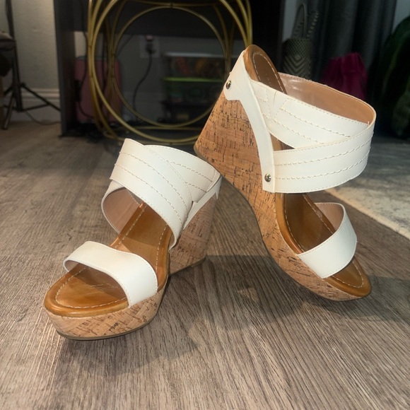 Tommy Hilfiger Shoes - Tommy Hilfiger White Cork Wedge Sandals - Women's